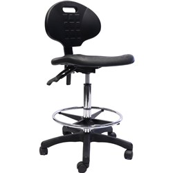 Rapidline Laboratory Drafting Stool Moulded Polyurethane Height Adjustable Black