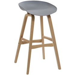 Rapidline Virgo Bar Stool Oak Coloured Timber Frame With Polypropylene Grey Shell Seat