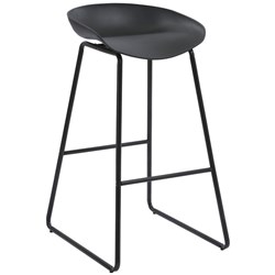 Rapidline Aries Bar Stool With Black Metal Frame And Polypropylene Black Shell Seat