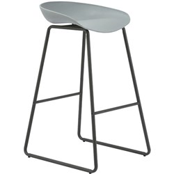 Rapidline Aries Bar Stool With Black Metal Frame And Polypropylene Grey Shell Seat