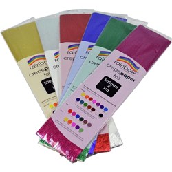 Rainbow Foil Crepe 500mm x 2.5m Assorted Pack Of 6