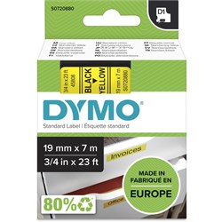 Dymo D1 Label Cassette Tape 19mmx7m Black on Yellow