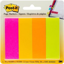 Post-It Page Markers 22x73mm Neon Assorted 50 Sheet Pad Pack Of 4