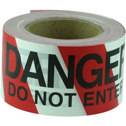 Maxisafe Barricade / Barrier Tape Danger Do Not Enter 75mm x 100m Black On Red/White