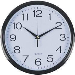 Italplast Wall Clock 43cm Round With Large Numbers Black Frame White Face